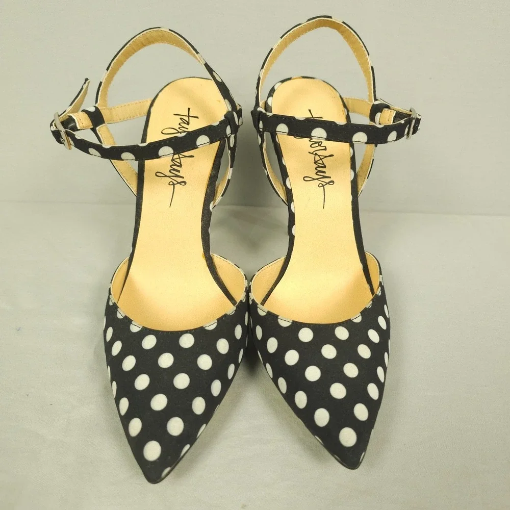 Taylor Says High Heel Stilettos Women 7.5M Black White Polka Dot Priscilla Lemon - Picture 3 of 12
